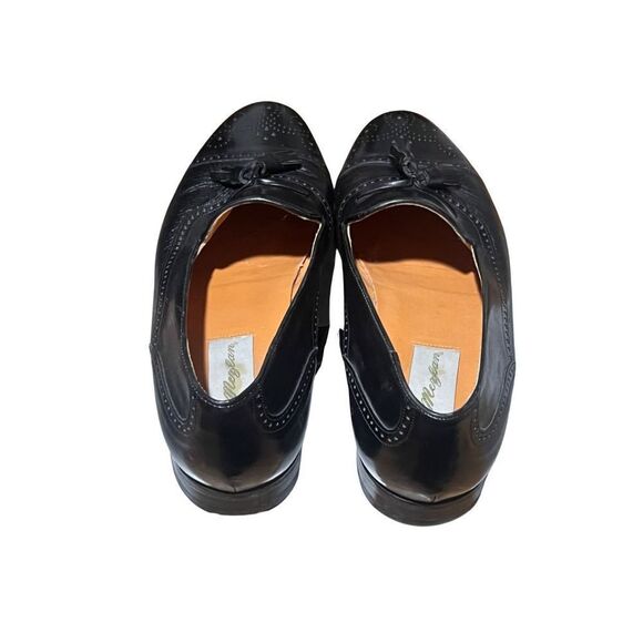Mezlan Havana Loafer 10.5 Tassel Cap Toe Brogue Black Leather Vintage Dress Shoe - Picture 3 of 8
